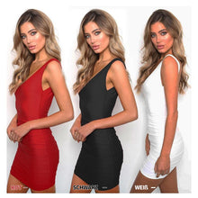 Laden Sie das Bild in den Galerie-Viewer, Sommer Party Kleid Damenmode Backless Sexy Spaghetti Strap Bodycon Kleider Elegante Rot Weiß Schwarz Strandkleid
